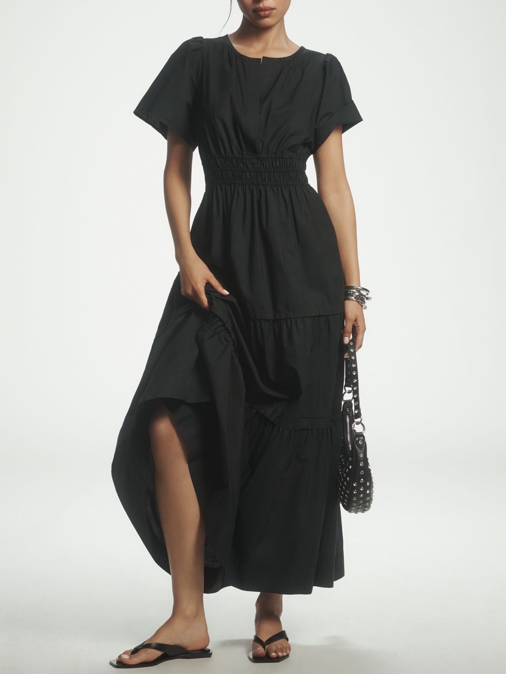 Anthropologie The Somerset Maxi Dress Black Size Large Petite